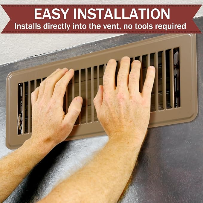 10 Pcs 4" x 12" Floor Register Vent Covers Heavy Duty Steel Walkable Floor Vents with Adjustable Airflow Curved Safe Edges