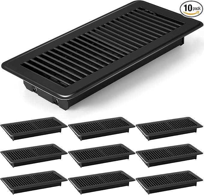 10 Pcs 4" x 12" Floor Register Vent Covers Heavy Duty Steel Walkable Floor Vents with Adjustable Airflow Curved Safe Edges