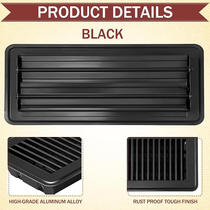 10 Pcs 4" x 12" Floor Register Vent Covers Heavy Duty Steel Walkable Floor Vents with Adjustable Airflow Curved Safe Edges