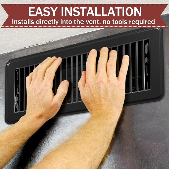 10 Pcs 4" x 12" Floor Register Vent Covers Heavy Duty Steel Walkable Floor Vents with Adjustable Airflow Curved Safe Edges