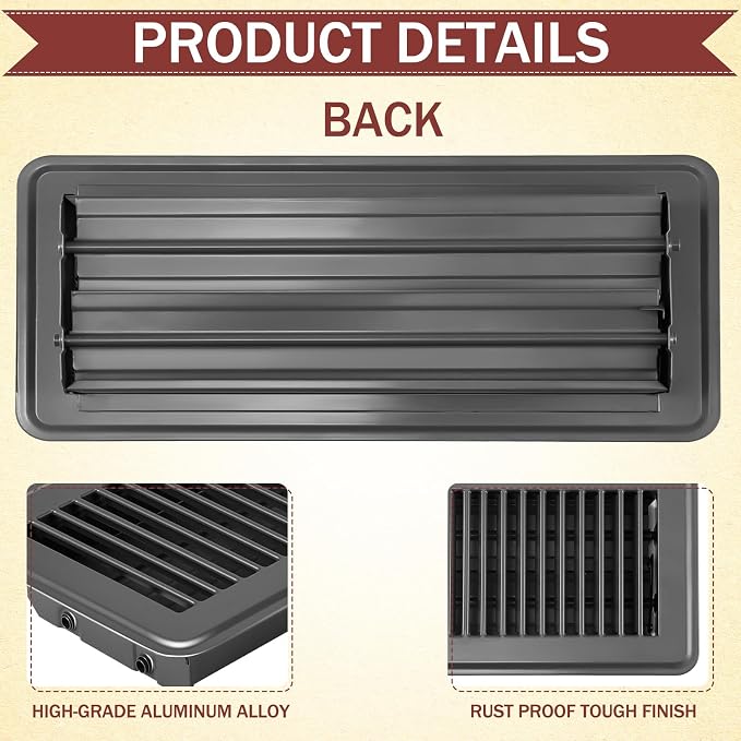 10 Pcs 4" x 12" Floor Register Vent Covers Heavy Duty Steel Walkable Floor Vents with Adjustable Airflow Curved Safe Edges