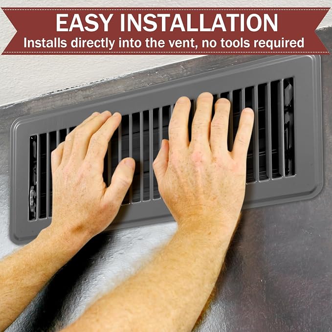 10 Pcs 4" x 12" Floor Register Vent Covers Heavy Duty Steel Walkable Floor Vents with Adjustable Airflow Curved Safe Edges