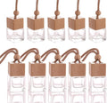 10 Pcs 8ml Car Air Freshener Ornament,Empty Clear Glass Essential Oil Diffuser Perfume Aromatherapy Pendant Vials with Wooden