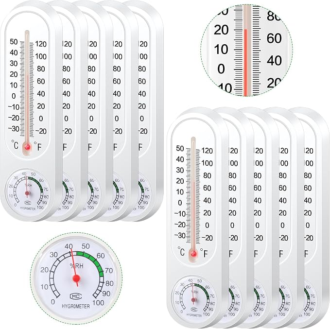 10 Pcs Indoor Outdoor Wall Thermometer Humidity Meter Vertical Thermometer and Hygrometer Wireless Temperature Humidity Gauge
