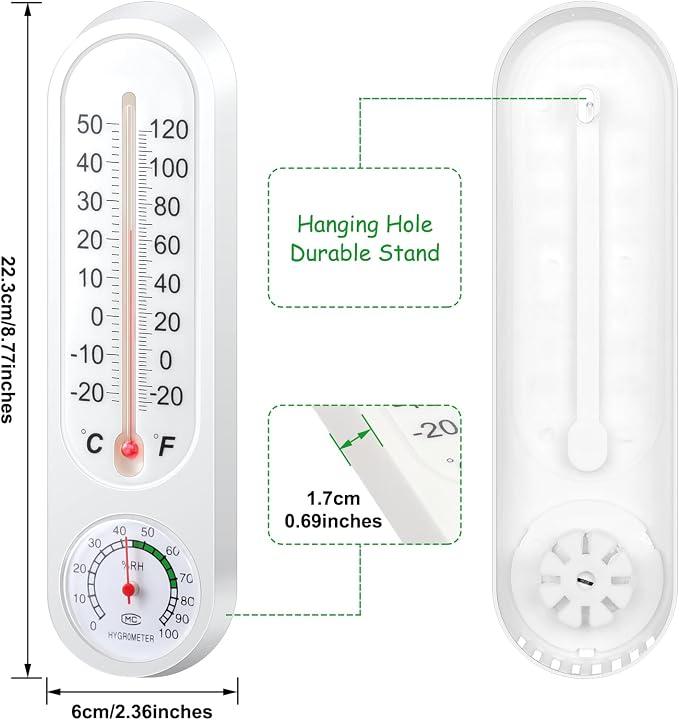10 Pcs Indoor Outdoor Wall Thermometer Humidity Meter Vertical Thermometer and Hygrometer Wireless Temperature Humidity Gauge