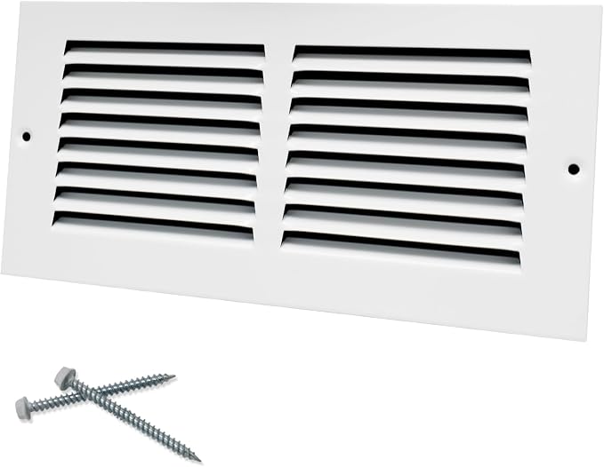 10"W x 4"H [Duct Opening Size] Steel Return Air Grille, Air Return Vent Cover for Ceiling and Sidewall - HVAC Air Vent Covers
