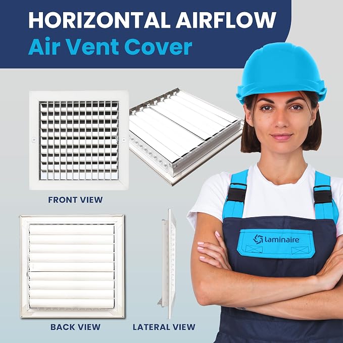 10" x 10" Duct Hole Aluminum Single Deflection Adjustable Air Supply Register, Decorative HVAC Vent Cover, Ceiling & Wall AC
