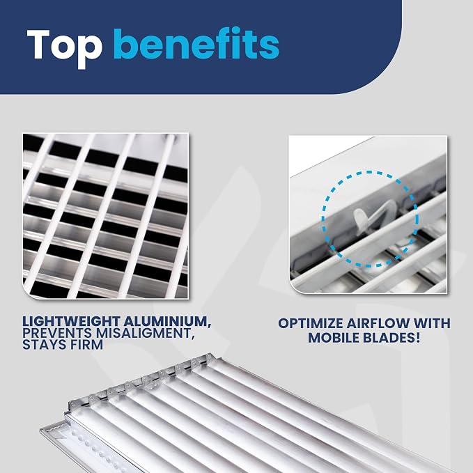 10" x 10" Duct Hole Aluminum Single Deflection Adjustable Air Supply Register, Decorative HVAC Vent Cover, Ceiling & Wall AC