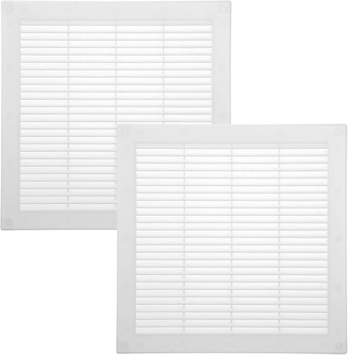10" x 10" Inch (Opening Dimensions) - Pack of 2 - Plastic White Soffit Vent Cover - Flat Square Air Vent Grille