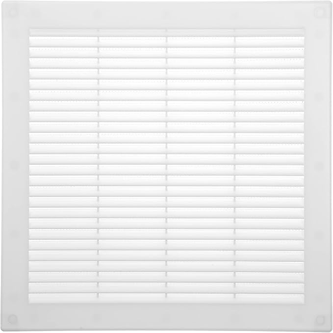 10" x 10" Inch (Opening Dimensions) Plastic White Soffit Vent Cover - Flat Square Air Vent Grille, product image