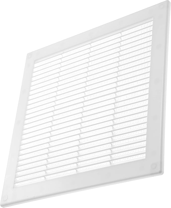 10" x 10" Inch (Opening Dimensions) Plastic White Soffit Vent Cover - Flat Square Air Vent Grille, alternate product view 7