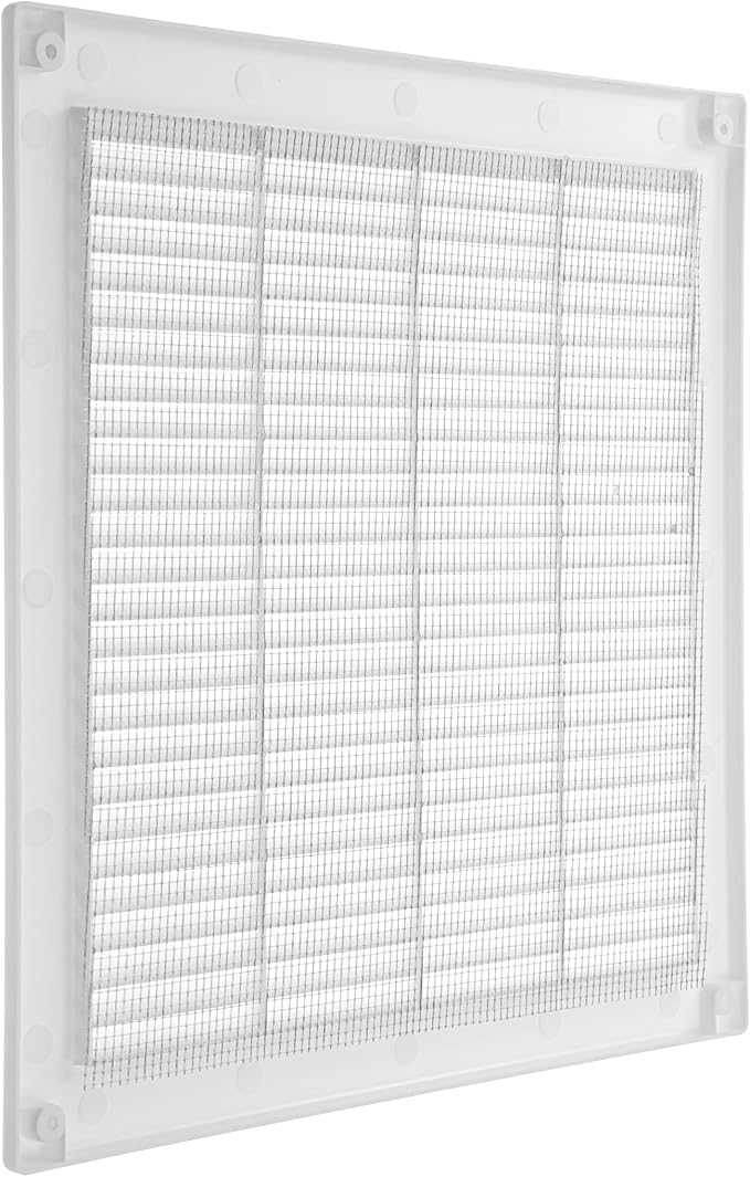10" x 10" Inch (Opening Dimensions) Plastic White Soffit Vent Cover - Flat Square Air Vent Grille, alternate product view 8