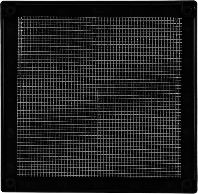 10" x 10" (Outer Size) Square Air Vent Cover – Black Plastic Vent Deflector - Screen Mesh, Surface Mount Wall, alternate view