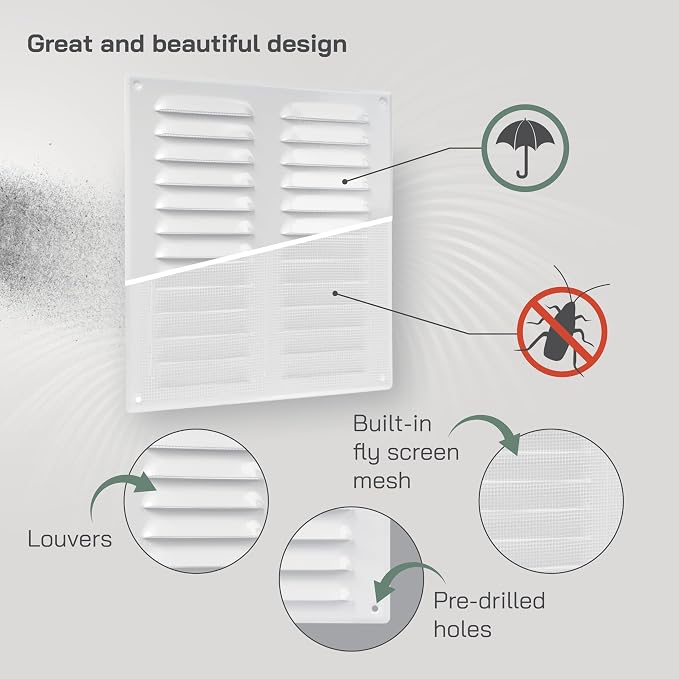 10" x 11" Inch (Duct Size) White Metal Vent Cover - Durable Wall and Ceiling Air Return Grille with Built-in Mesh Screen