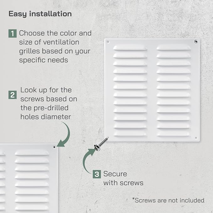10" x 11" Inch (Duct Size) White Metal Vent Cover - Durable Wall and Ceiling Air Return Grille with Built-in Mesh Screen