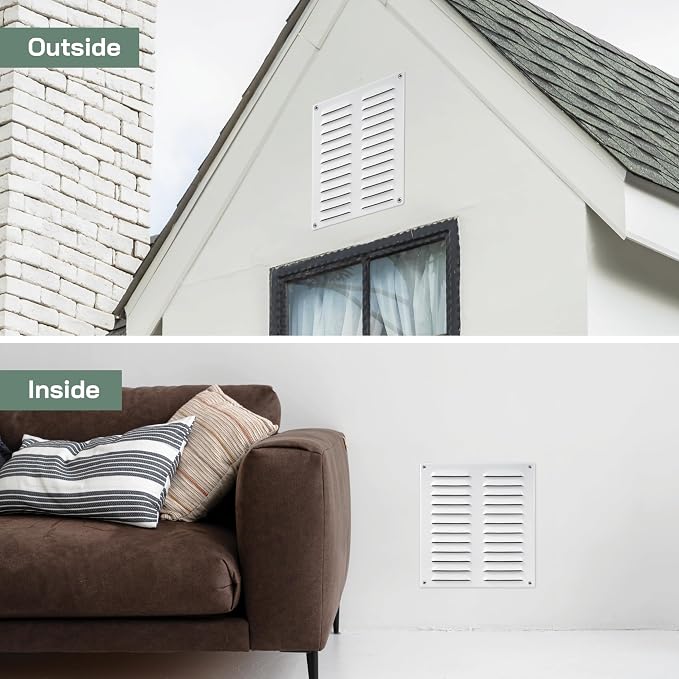 10" x 11" Inch (Duct Size) White Metal Vent Cover - Durable Wall and Ceiling Air Return Grille with Built-in Mesh Screen