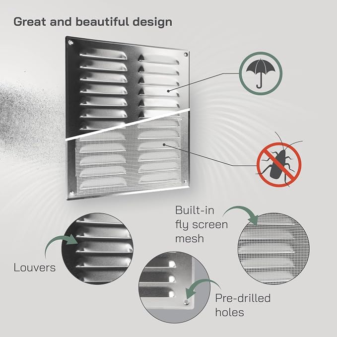 10" x 11" Inch (Overall Dimensions) - Aluminum - Air Vent Cover - Metal Air Return Grill with Built-in, alternate view 3