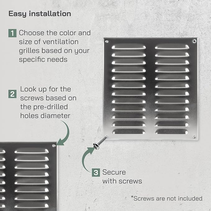 10" x 11" Inch (Overall Dimensions) - Aluminum - Air Vent Cover - Metal Air Return Grill with Built-in, alternate view 4
