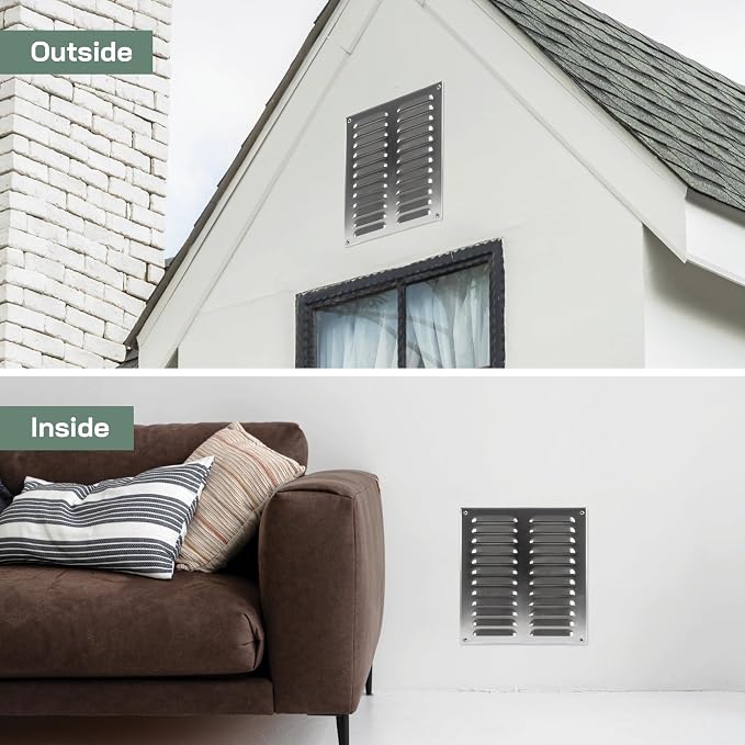 10" x 11" Inch (Overall Dimensions) - Aluminum - Air Vent Cover - Metal Air Return Grill with Built-in, alternate view 5