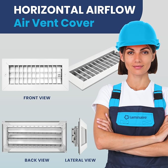 10" x 4" (Duct Opening) Register Vent Cover – Adjustable Single Deflection Aluminum HVAC Grille for Heater, alternate view 2
