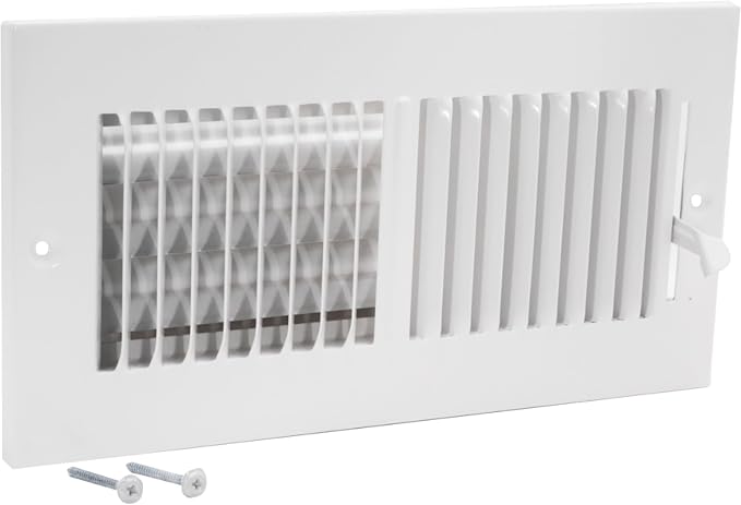 10 x 4 Inch (Duct Opening) Air Vent Cover for Wall or Ceiling, Two-Way Ventilation Register, Solid Steel HVAC