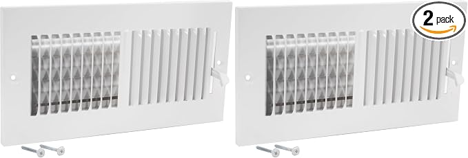 10 x 4 Inch (Duct Opening) Air Vent Cover for Wall or Ceiling, Two-Way Ventilation Register, Solid Steel HVAC