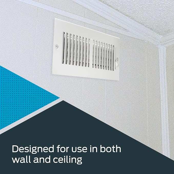 10 x 4 Inch (Duct Opening) Air Vent Cover for Wall or Ceiling, Two-Way Ventilation Register, Solid Steel HVAC, alternate view