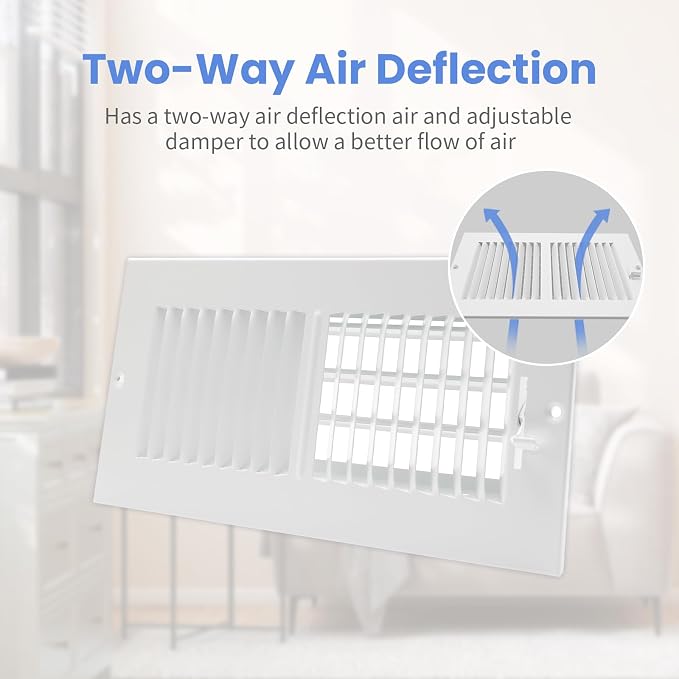 10 x 4 Inch [Duct Opening] Air Vent Covers for Wall or Ceiling - High Airflow 2 Way Steel Ventilation, alternate view 4