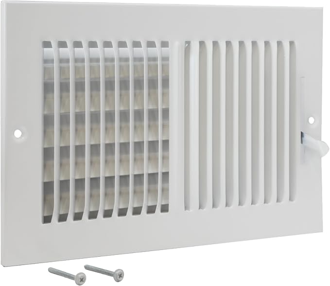 10 x 6 Inch (Duct Opening) Air Vent Cover for Wall or Ceiling, Two-Way Ventilation Register, Solid Steel HVAC