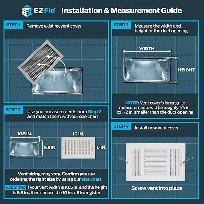 10 x 6 Inch (Duct Opening) Air Vent Cover for Wall or Ceiling, Two-Way Ventilation Register, Solid Steel HVAC, alternate view