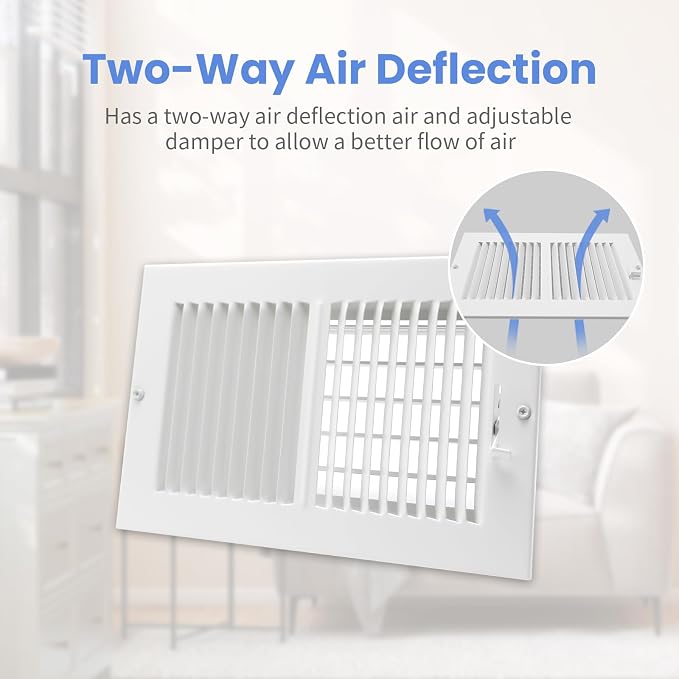 10 x 6 Inch [Duct Opening] Air Vent Covers for Wall or Ceiling - High Airflow 2 Way Steel Ventilation, alternate view 4