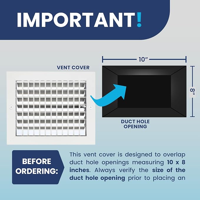 10" x 8" (Duct Opening) Register Vent Cover – Adjustable Single Deflection Aluminum HVAC Grille for Heater, alternate view 4