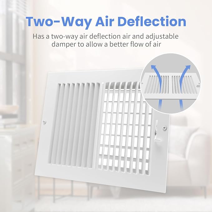 10 x 8 Inch [Duct Opening] Air Vent Covers for Wall or Ceiling - High Airflow 2 Way Steel Ventilation, alternate view 4
