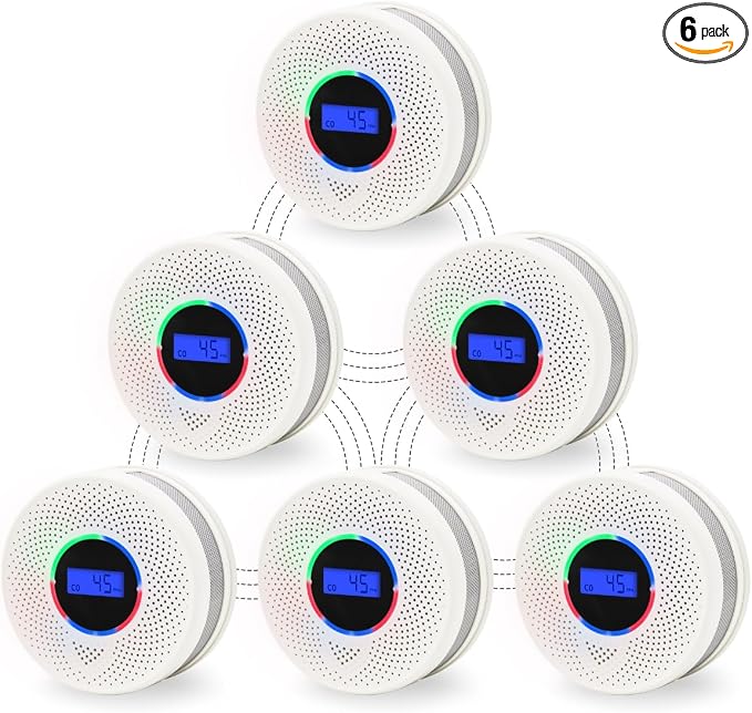 10-Year Battery Wireless Interconnected Smoke and Carbon Monoxide Detector, Smart Interlink Smoke CO Alarm with