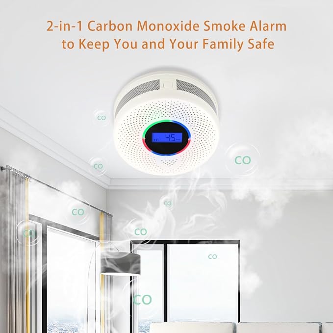 10-Year Battery Wireless Interconnected Smoke and Carbon Monoxide Detector, Smart Interlink Smoke CO Alarm with, alternate