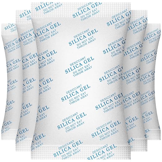 100 Gram(5Packs) Food Grade Moisture Absorbers Silica Gel Packs Desiccant for Storage,Food Safe Dessicant Silica Gel Packets