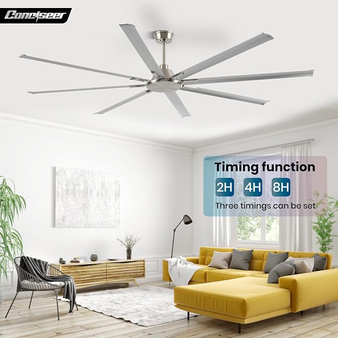 100 Inch Ceiling Fans with Remote No Light for Living Room Bedroom Kitchen Home Office Library Cafe Outdoor/Industrial Use, 8