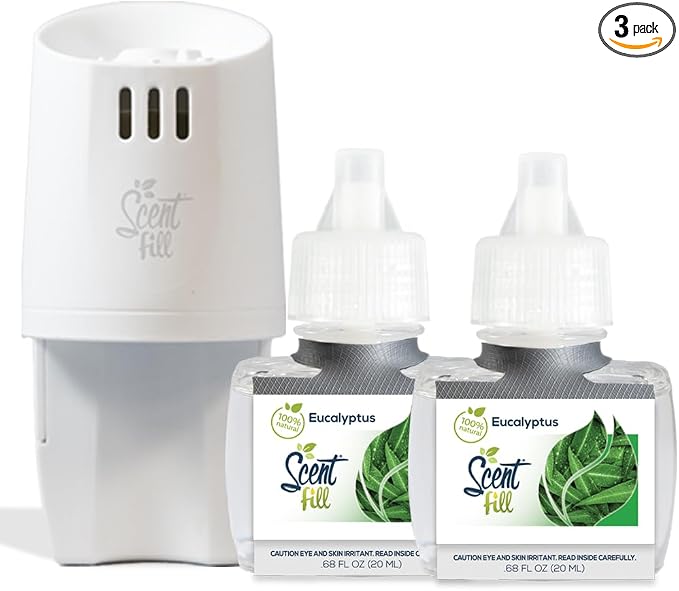100% Natural Eucalyptus Plug in Air Freshener, Scented Oil Refills, 2 Refills + Diffuser, product image