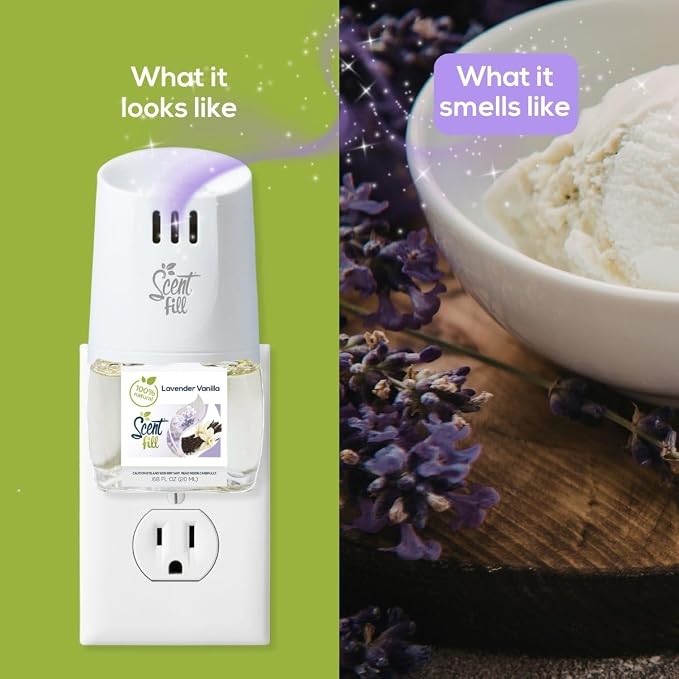 100% Natural Lavender Vanilla Plug in Air Freshener, Scented Oil Refills, 2 Refills + Diffuser, alternate product view 4