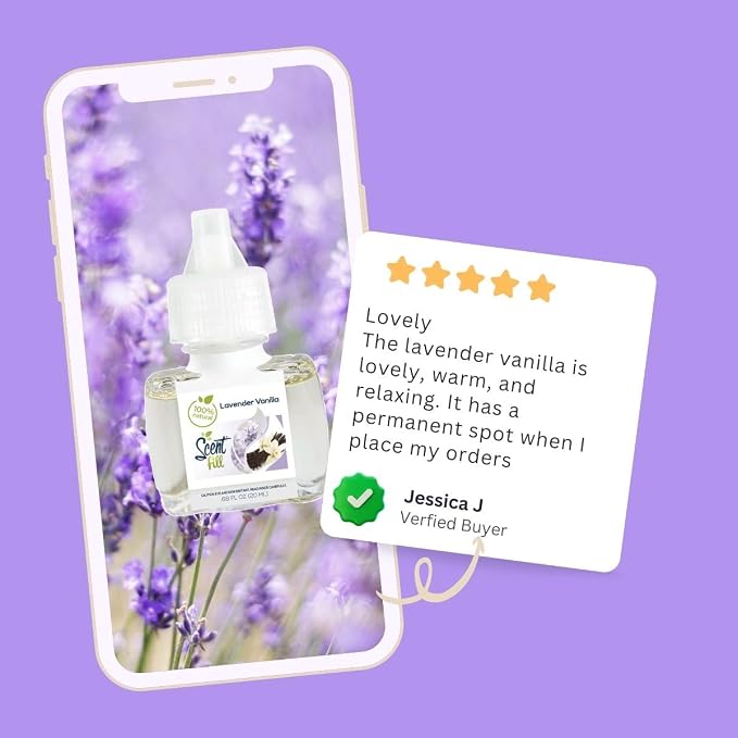 100% Natural Lavender Vanilla Plug in Air Freshener, Scented Oil Refills, 2 Refills + Diffuser, alternate product view 6