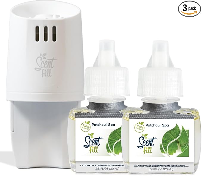 100% Natural Patchouli Spa Plug in Air Freshener, Scented Oil Refills, 2 Refills + Diffuser, product image