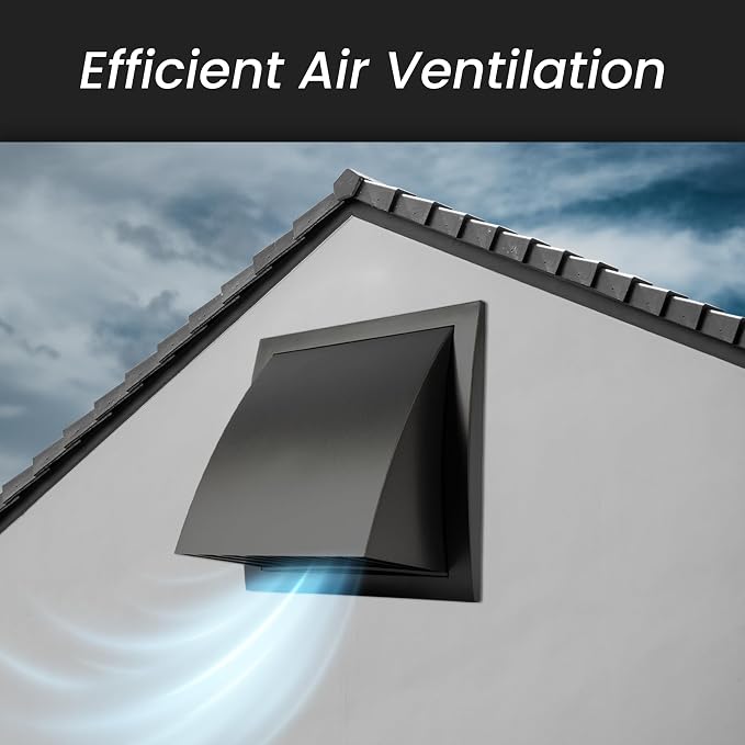 100 Pack - 4'' Inch Exhaust Hood Vent with Rain Cover and Flap, Grey, Indoor and Outdoor Air Vent Cover, HVAC Exhaust Vent