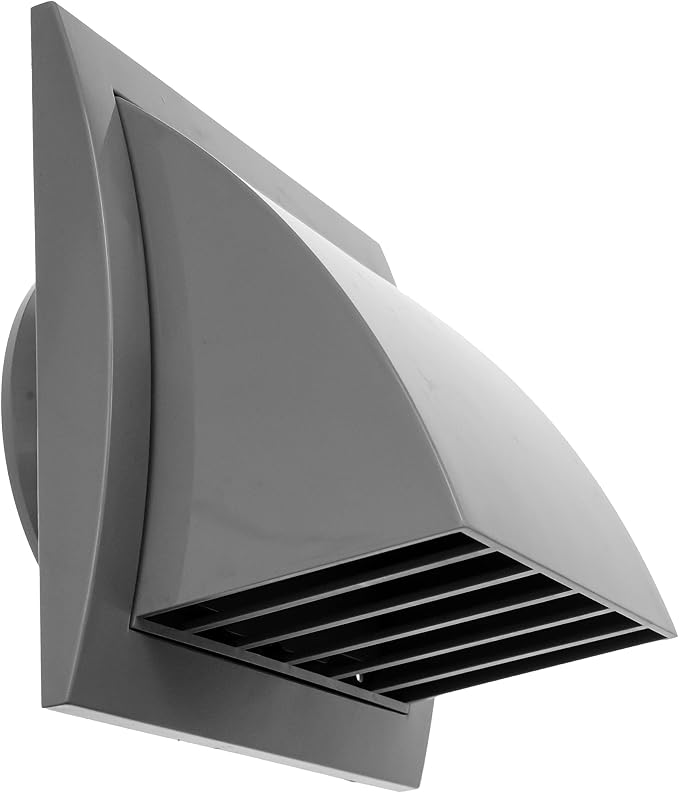 100 Pack - 4'' Inch Exhaust Hood Vent with Rain Cover and Flap, Grey, Indoor and Outdoor Air Vent Cover, HVAC Exhaust Vent