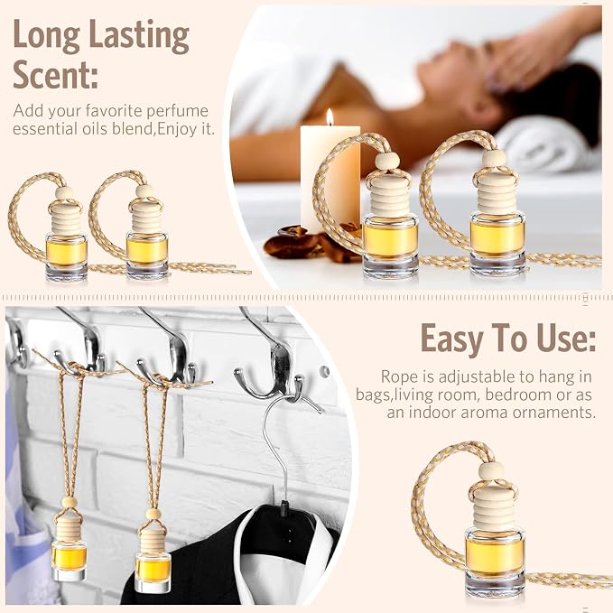 100 Pcs Air Fresheners Diffuser with Wooden Cap Empty Aromatherapy Diffuser Clear Car Fragrance Holder Pendant Hanging