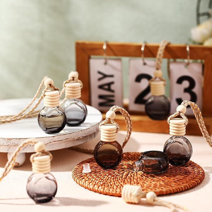 100 Pcs Air Fresheners Diffuser with Wooden Cap Empty Aromatherapy Diffuser Clear Car Fragrance Holder Pendant Hanging
