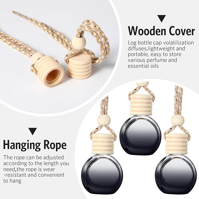 100 Pcs Air Fresheners Diffuser with Wooden Cap Empty Aromatherapy Diffuser Clear Car Fragrance Holder Pendant Hanging