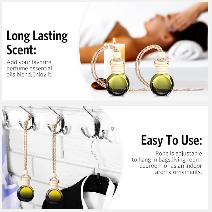 100 Pcs Air Fresheners Diffuser with Wooden Cap Empty Aromatherapy Diffuser Clear Car Fragrance Holder Pendant Hanging