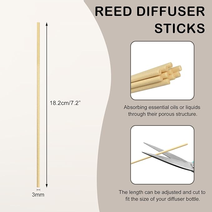 100 PCS Reed Diffuser Sticks, Essential Oil Aroma Diffuser Replacement Sticks for Home, Office, SPA (Natural and Black)