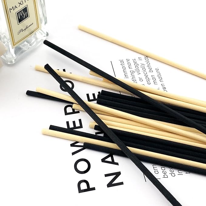 100 PCS Reed Diffuser Sticks, Essential Oil Aroma Diffuser Replacement Sticks for Home, Office, SPA (Natural and Black)
