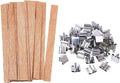 100 pcs Wooden Candle Wicks kit, Include 50 Pcs 5.1 X 0.5 Inch Candle Making Wicks and 50 Pcs Iron Stand Naturally Smokeless